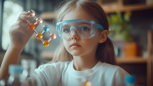 View of kids learning in the laboratory for science day