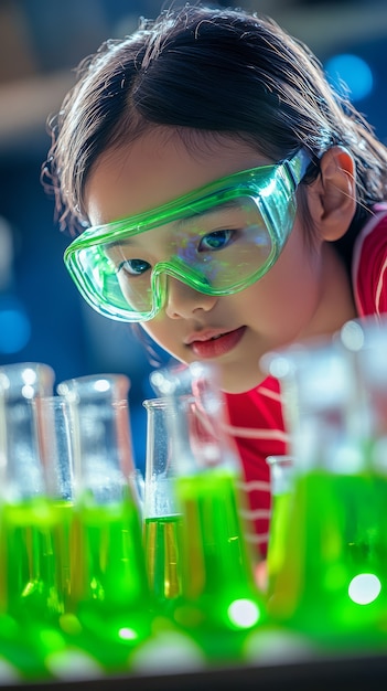 View of kids learning in the laboratory for science day