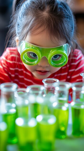 View of kids learning in the laboratory for science day