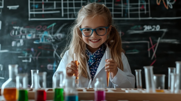 View of kids learning in the laboratory for science day