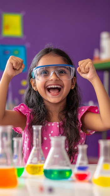 View of kids learning in the laboratory for science day