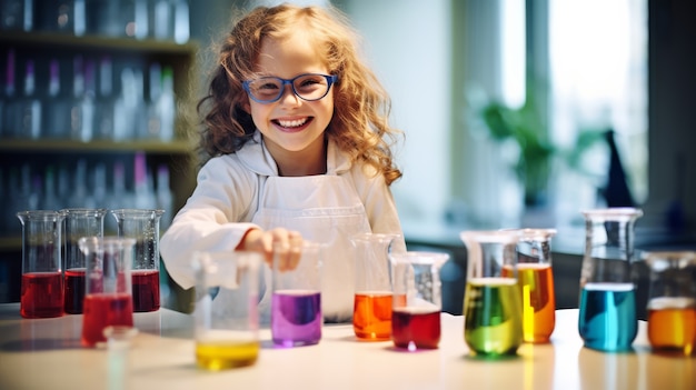 Free photo view of kids learning in the laboratory for science day