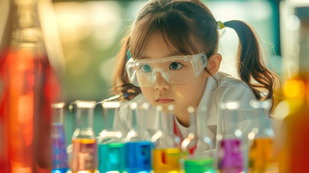 View of kids learning in the laboratory for science day