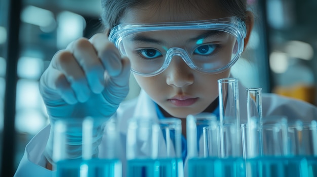 View of kids learning in the laboratory for science day