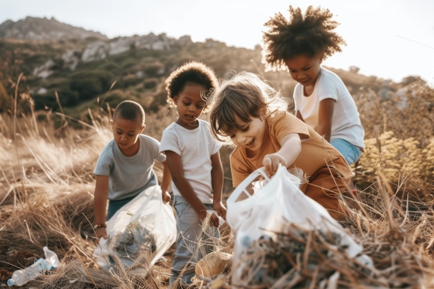 Free photo view of kids practicing health and wellness activity