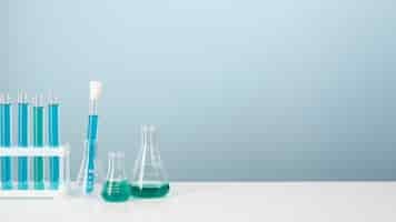 Free photo view of laboratory test tube samples with copy space