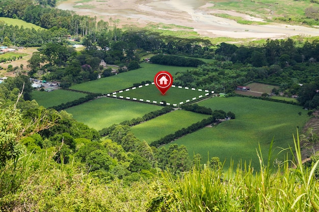 View of land plot for real estate and business development