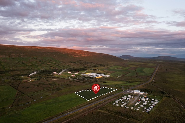 View of land plot for real estate and business development