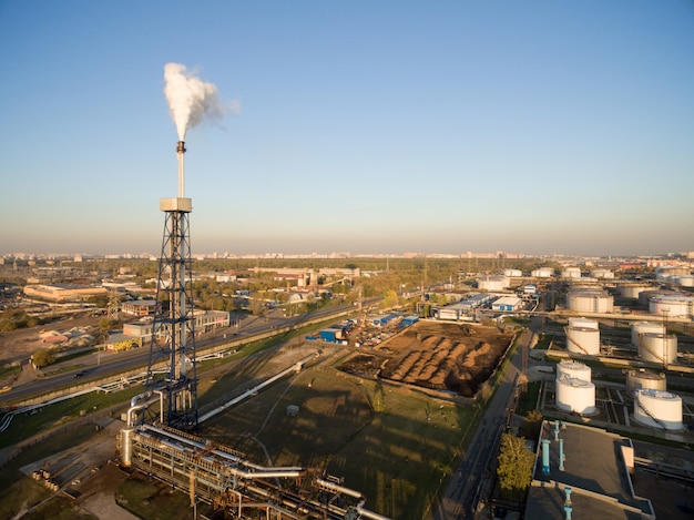 View of large oil refinery