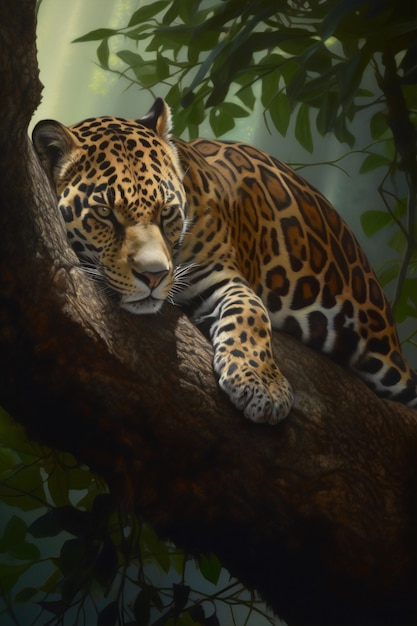 Free photo view of leopard animal in the wild