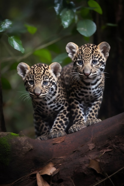 Free photo view of leopard cubs in the wild