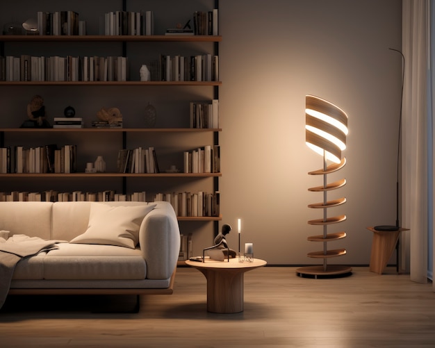 Free photo view of light lamp with futuristic design