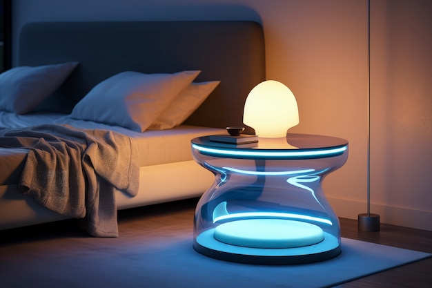 Free photo view of light lamp with futuristic design