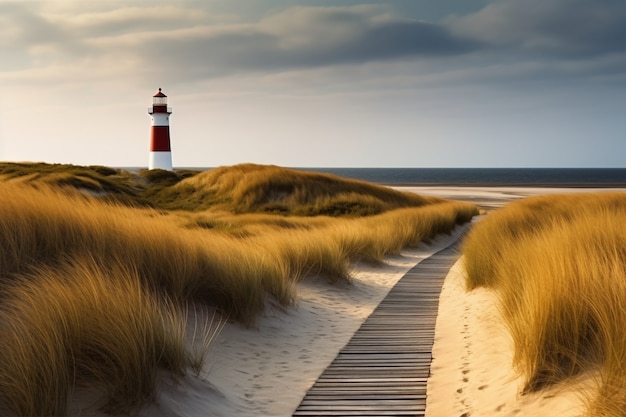 View of lighthouse tower with beacon of light