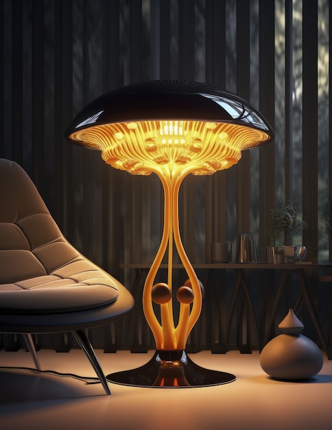 Free Photo view of lighting lamp with futuristic design