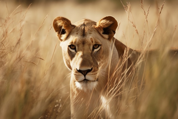 View of lioness in the wild