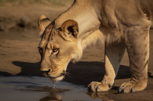 Free photo view of lioness in the wild