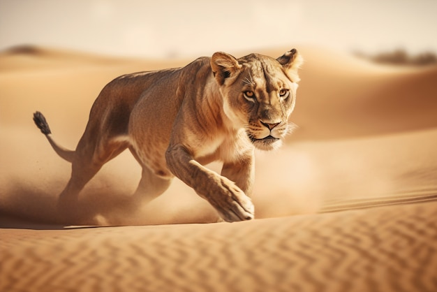 View of lioness in the wild