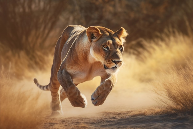 View of lioness in the wild