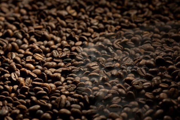 View of lots of coffee beans