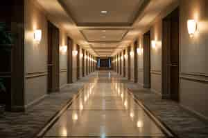 Free photo view of luxurious hotel hallway