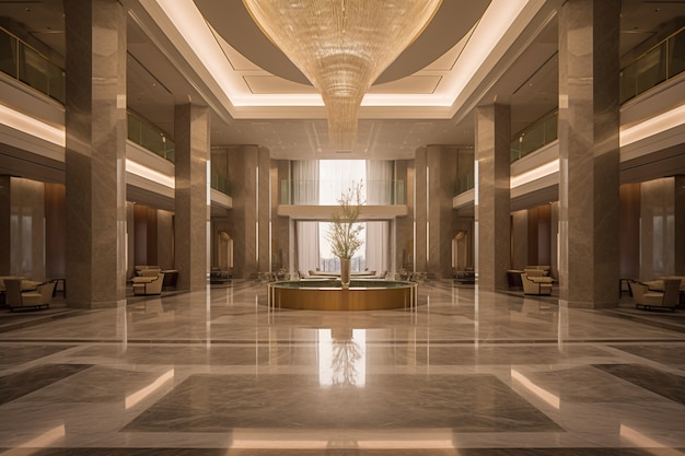 View of luxurious hotel interior space