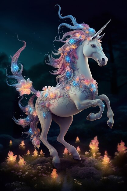 View of magical and mythical unicorn creature