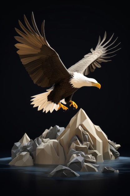 Free Photo view of majestic 3d eagle with feathers and wings wide open