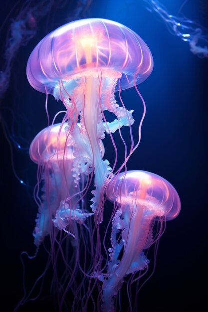 View of majestic jellyfish swarm in the ocean