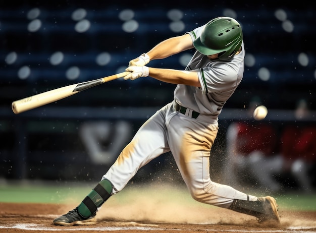 Free photo view of male baseball player on the field