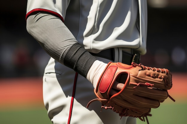 Free photo view of male baseball player on the field