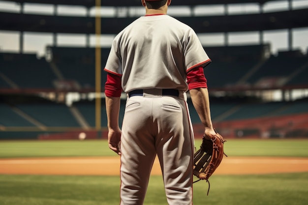 Free photo view of male baseball player on the field