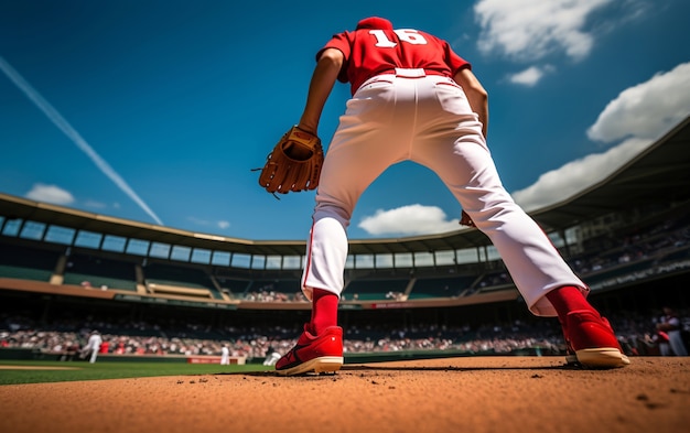 Free photo view of male baseball player on the field