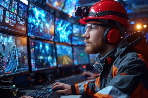 Free photo view of male engineer at work for engineers day celebration