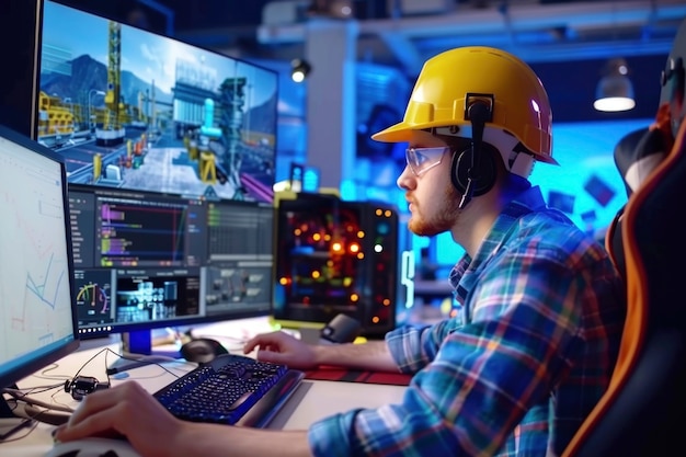 Free Photo view of male engineer at work for engineers day celebration