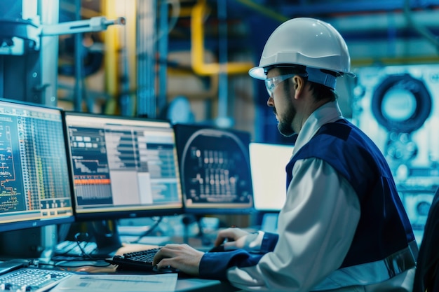 Free photo view of male engineer at work for engineers day celebration