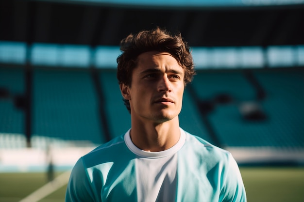 Free photo view of male soccer player ready for match