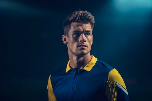 Free photo view of male soccer player ready for match