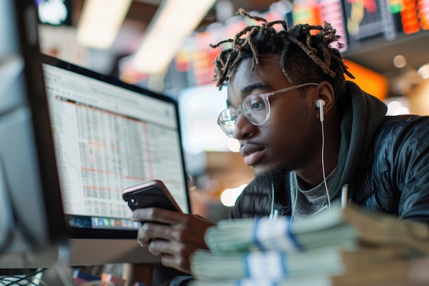 View of man handling money and funds for wealth prosperity