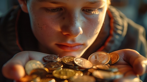 View of man handling money and funds for wealth prosperity