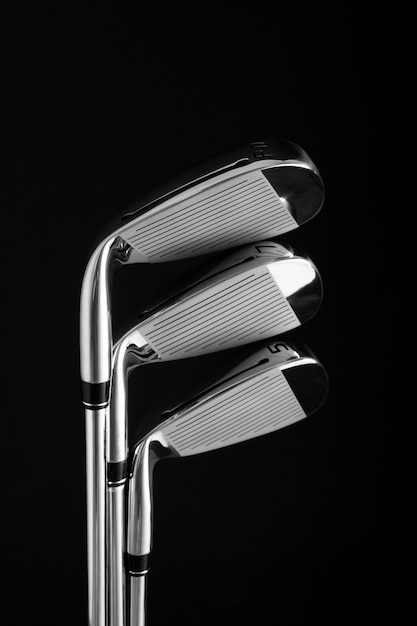 Free Photo view of metallic golf clubs