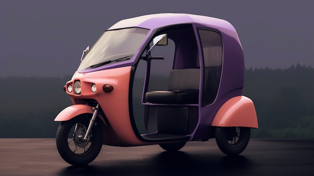 Free photo view of mini three-wheeled mobility vehicle