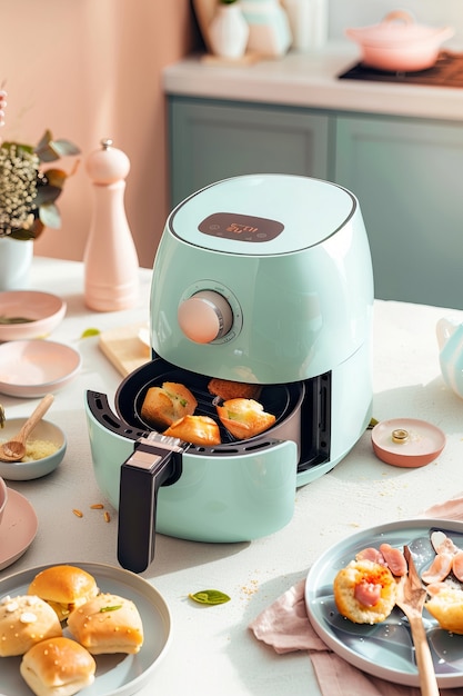 Free photo view of modern air fryer with food