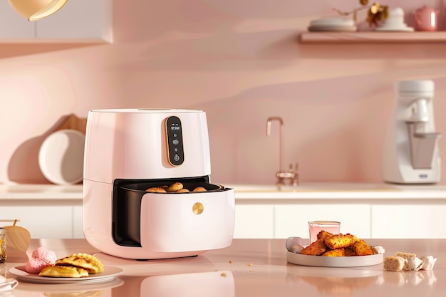 Free photo view of modern air fryer with food