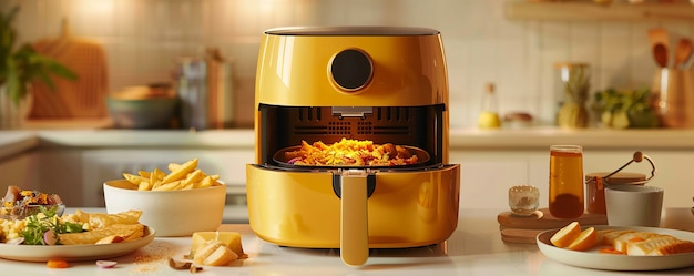 Free photo view of modern air fryer with food