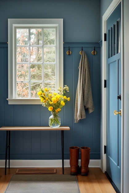 View of modern entryway with interior decor