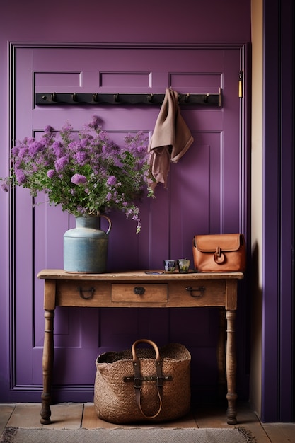 View of modern entryway with interior decor