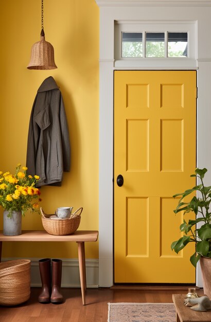 View of modern entryway with interior decor