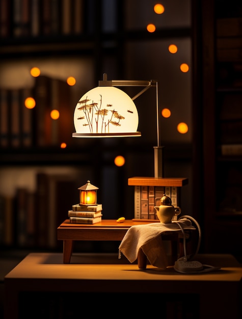 View of modern photorealistic lamp