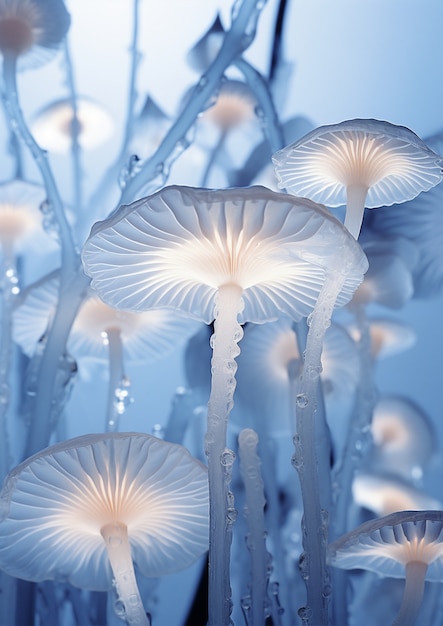 Free Photo view of mono color mushrooms